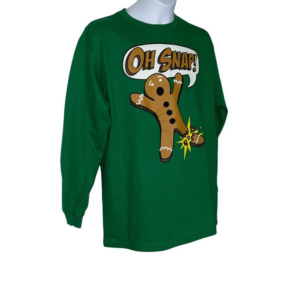 NWT Fifth Sun Oh Snap! Gingerbread Man Green Holiday Christmas Funny Tee Boy's L - Picture 4 of 7
